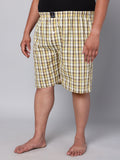 Men's Yellow, 100% Cotton, Checks, Regular Fit, Inner Elastic, Mid-Rise, Boxers