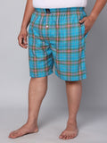 Men's Aqua, 100% Cotton, Checks, Regular Fit, Inner Elastic, Mid-Rise, Boxers