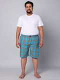 Men's Aqua, 100% Cotton, Checks, Regular Fit, Inner Elastic, Mid-Rise, Boxers