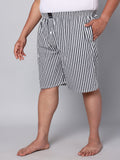 Men's Black/White, 100% Cotton, Stripe Print, Regular Fit, Inner Elastic, Mid-Rise, Boxers