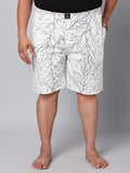 Men's White, 100% Cotton, Print, Regular Fit, Inner Elastic, Mid-Rise, Boxers