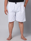 Men's Blue/White, 100% Cotton, Print, Regular Fit, Inner Elastic, Mid-Rise, Boxers