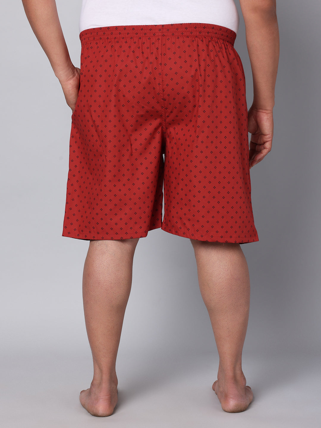 Men's Red, 100% Cotton, Print, Regular Fit, Inner Elastic, Mid-Rise, Boxers