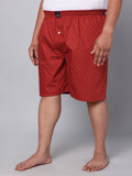 Men's Red, 100% Cotton, Print, Regular Fit, Inner Elastic, Mid-Rise, Boxers