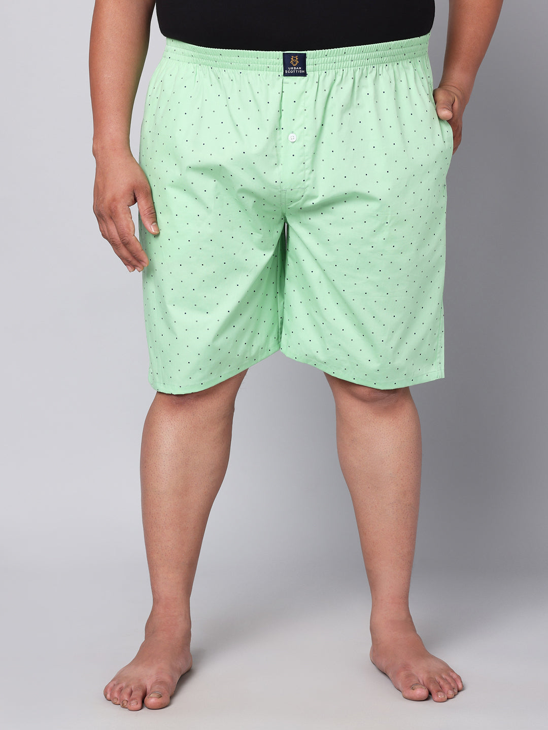 Men's Green, 100% Cotton, Print, Regular Fit, Inner Elastic, Mid-Rise, Boxers