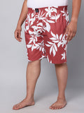 Men's Red, 100% Cotton, Print, Regular Fit, Inner Elastic, Mid-Rise, Boxers