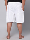 Men's White, 100% Cotton, Print, Regular Fit, Inner Elastic, Mid-Rise, Boxers