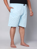 Men's Blue, 100% Cotton, Print, Regular Fit, Inner Elastic, Mid-Rise, Boxers