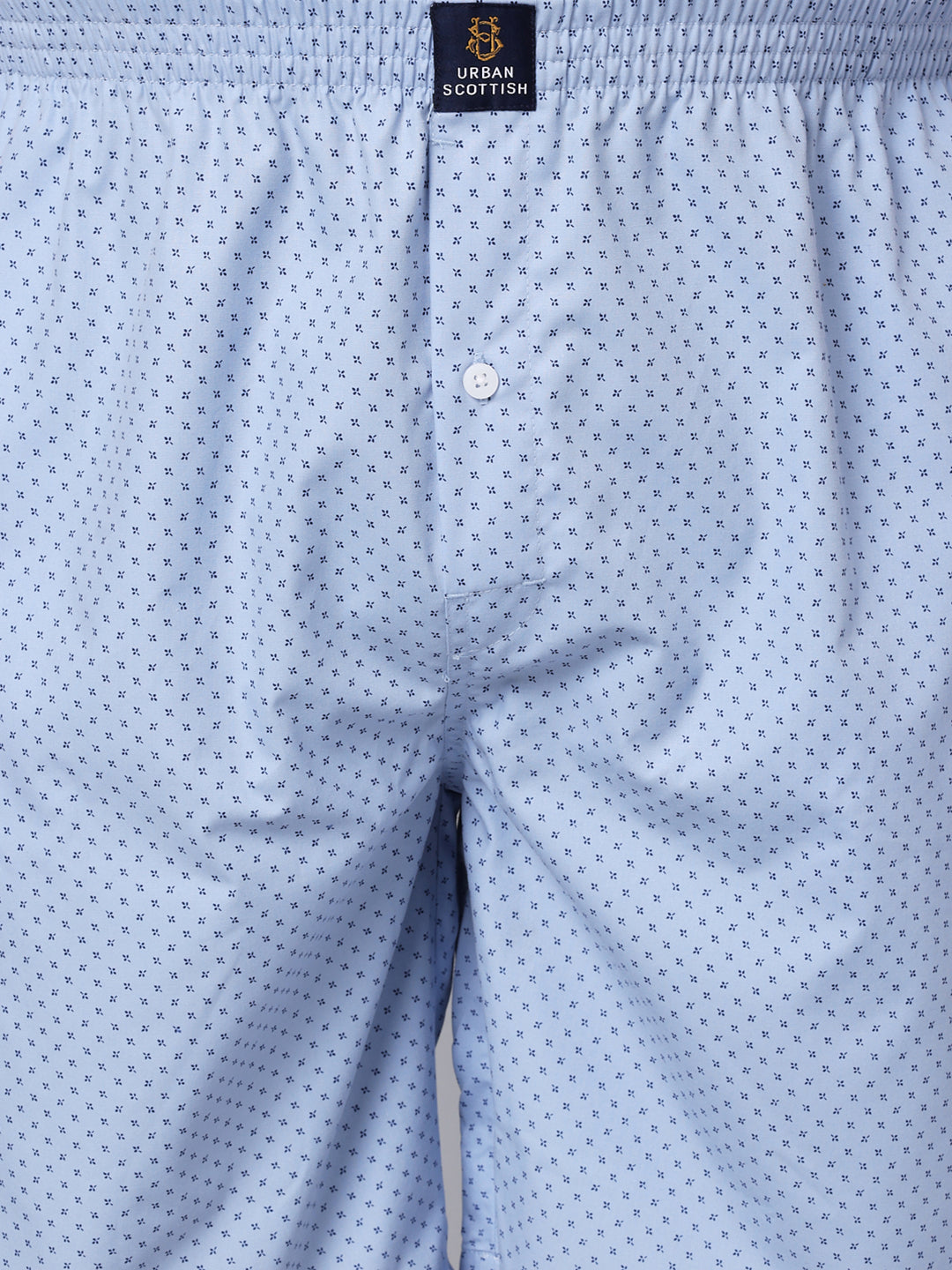 Men's Blue, 100% Cotton, Print, Regular Fit, Inner Elastic, Mid-Rise, Boxers