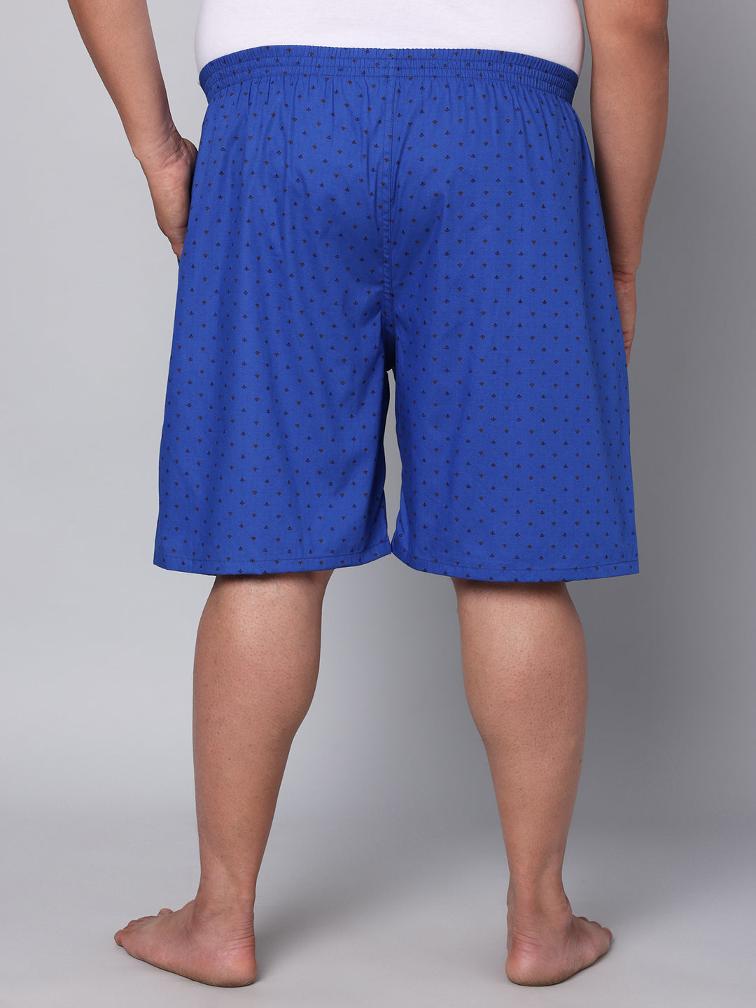 Men's Blue, 100% Cotton, Print, Regular Fit, Inner Elastic, Mid-Rise, Boxers