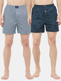 Men's Multicolor, 100% Cotton, Printed, Regular Fit, Inner Elastic, Mid , Boxers - Pack of 2