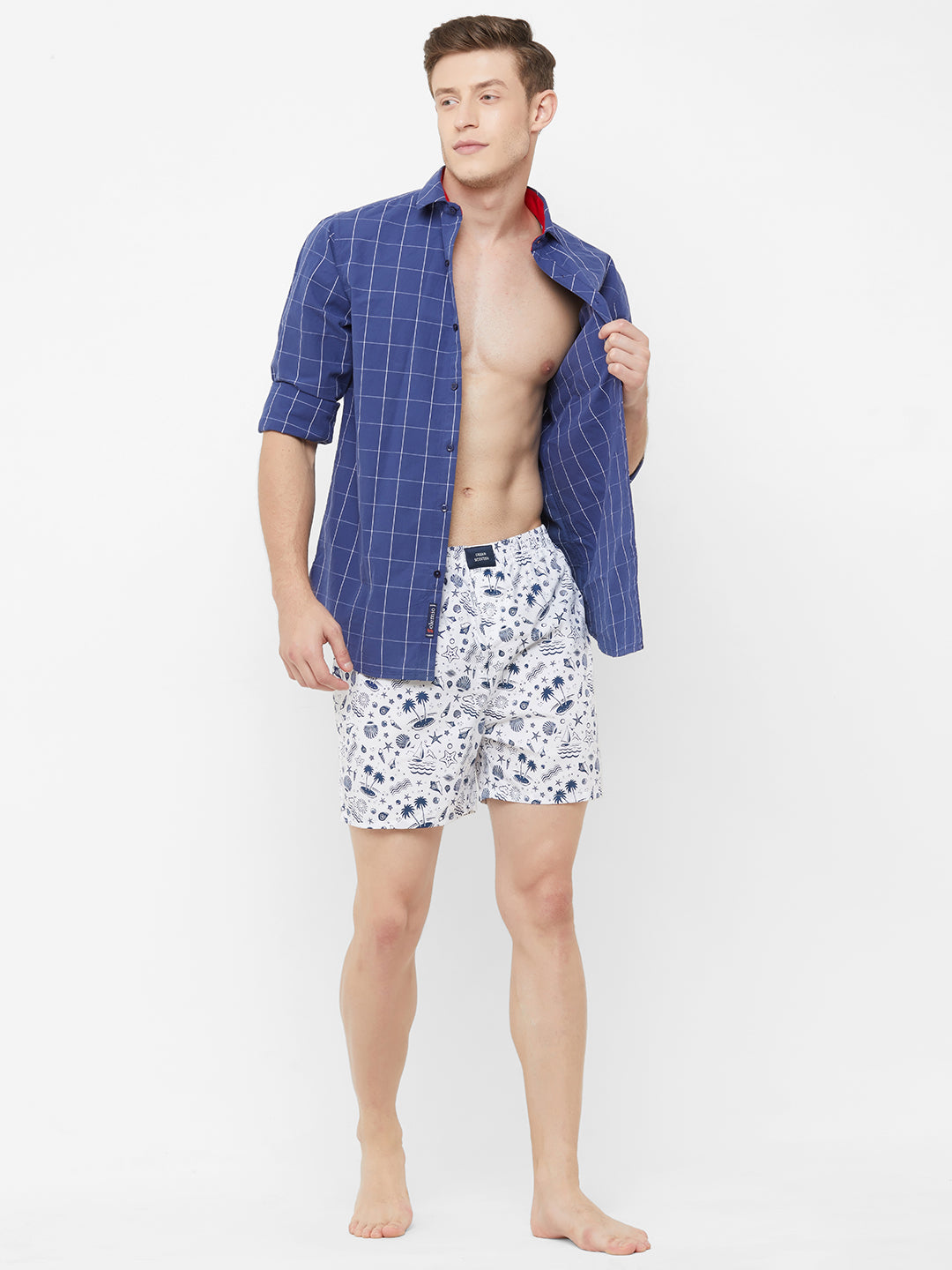 Men's Multicolor, 100% Cotton, Print, Regular Fit, Inner Elastic, Mid Rise, Boxers - Pack of 2