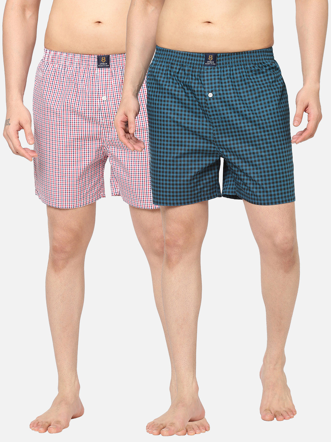 Men's Multicolor, 100% Cotton, Printed, Regular Fit, Inner Elastic, Mid-Rise, Boxers -  Pack Of 2