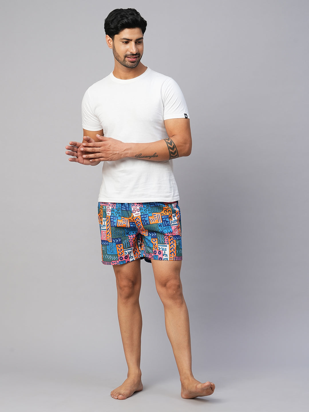 Men's Multicolor, 100% Cotton, Printed, Regular Fit, Inner Elastic, Mid-Rise, Boxers- Pack of 2