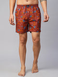 Men's Multicolor, 100% Cotton, Printed, Regular Fit, Inner Elastic, Mid-Rise, Boxers- Pack of 2