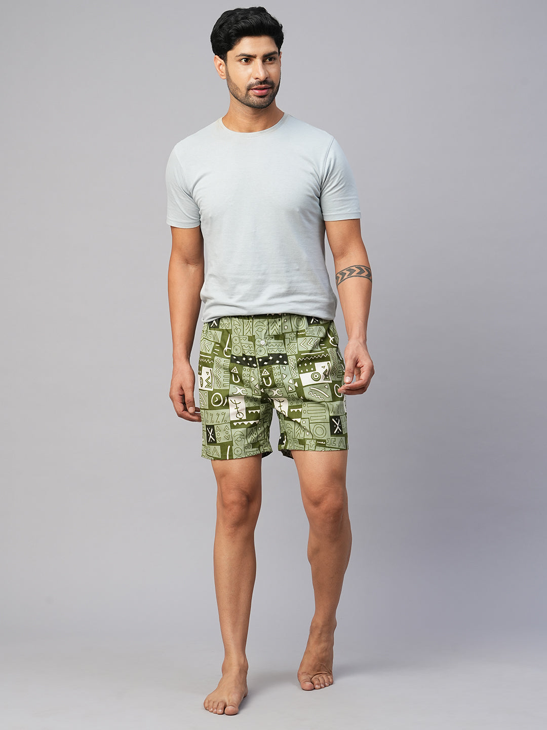 Men's Multicolor, 100% Cotton, Printed, Regular Fit, Inner Elastic, Mid-Rise, Boxers- Pack of 2
