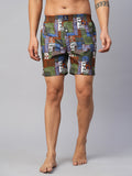 Men's Multicolor, 100% Cotton, Printed, Regular Fit, Inner Elastic, Mid-Rise, Boxers- Pack of 2