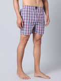 Men's Multicolor, 100% Cotton, Checks, Regular Fit,  Inner Elastic, Mid-Rise, Boxers- Pack of 2