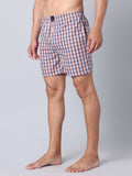 Men's Multicolor, 100% Cotton, Checks, Regular Fit,  Inner Elastic, Mid-Rise, Boxers- Pack of 2