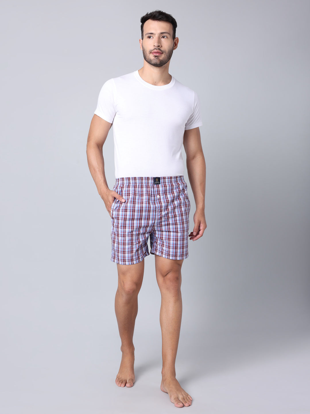 Men's Multicolor, 100% Cotton, Checks, Regular Fit,  Inner Elastic, Mid-Rise, Boxers- Pack of 2