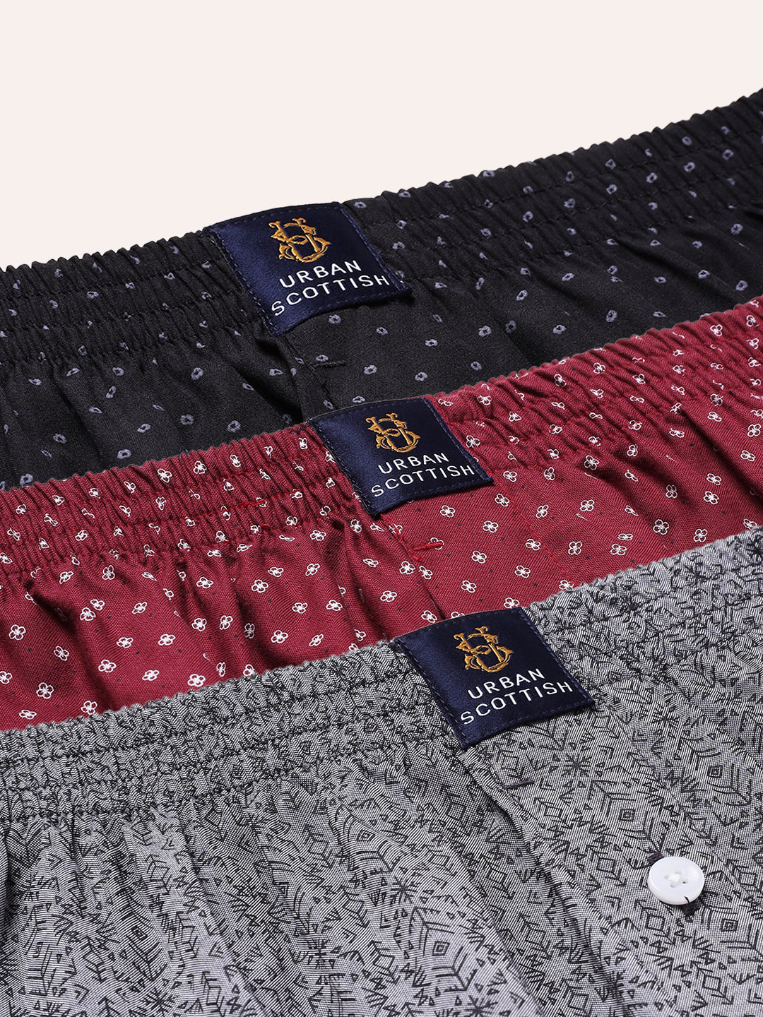 URBAN SCOTTISH Men's Cotton Printed Boxer (Pack of 3)