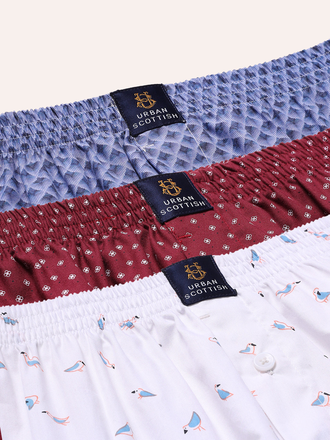 URBAN SCOTTISH Men's Cotton Printed Boxer (Pack of 3)