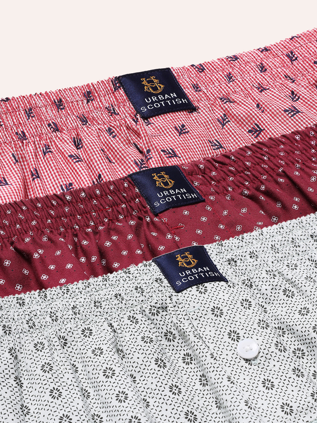 URBAN SCOTTISH Men's Cotton Printed Boxer (Pack of 3)