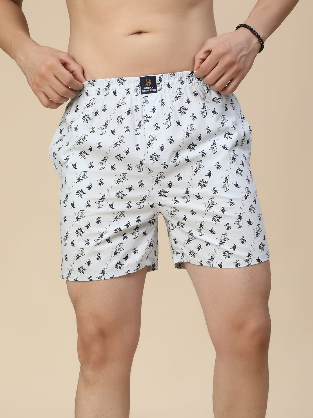 Men's Multicolor, 100% Cotton, printed, Regular Fit,  Inner Elastic, Mid-Rise, Boxers- Pack of 4