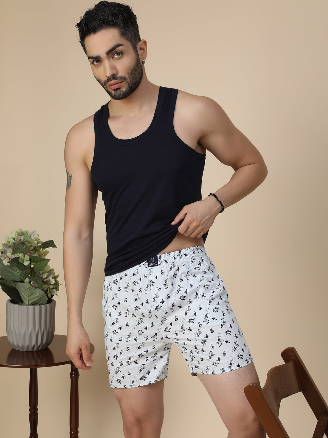 Men's Multicolor, 100% Cotton, printed, Regular Fit,  Inner Elastic, Mid-Rise, Boxers- Pack of 2