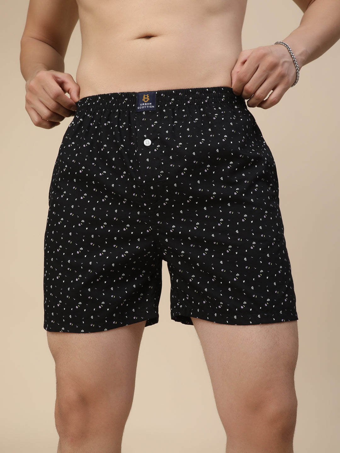 Men's Multicolor, 100% Cotton, printed, Regular Fit,  Inner Elastic, Mid-Rise, Boxers- Pack of 4