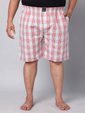 Men's Red/White, 100% Cotton, Checks, Regular Fit, Inner Elastic, Mid-Rise, Boxers