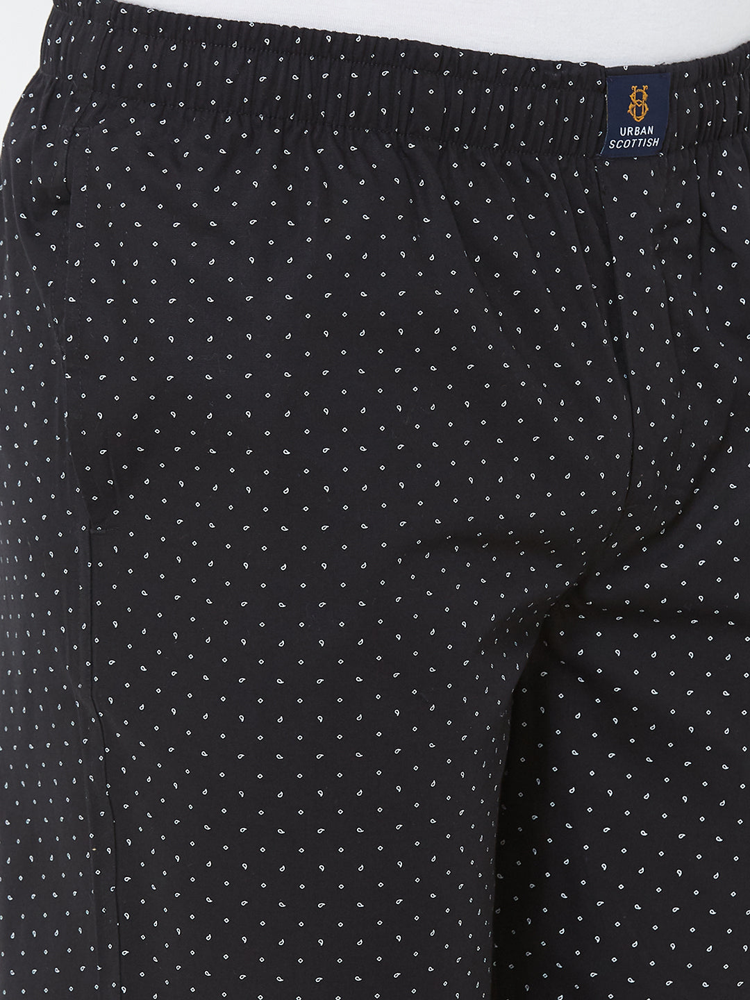 Men's Printeded, Black, 100% Cotton, Regular Fit, Elasticated, Waistband, Pyjama  With Side Pockets