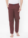 Men's Printeded, Maroon, 100% Cotton, Regular Fit, Elasticated, Waistband, Pyjama  With Side Pockets
