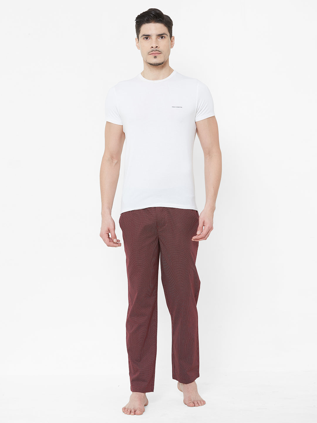 Men's Printeded, Maroon, 100% Cotton, Regular Fit, Elasticated, Waistband, Pyjama  With Side Pockets