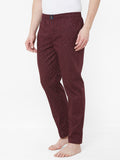Men's Printeded, Wine, 100% Cotton, Regular Fit, Elasticated, Waistband, Pyjama  With Side Pockets