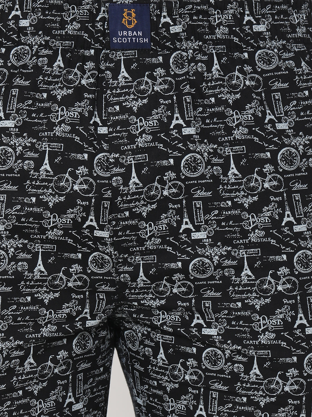 Men's Printed, Black, Cotton, Printed, Elasticated, Waistband, Pyjama  With Side Pockets