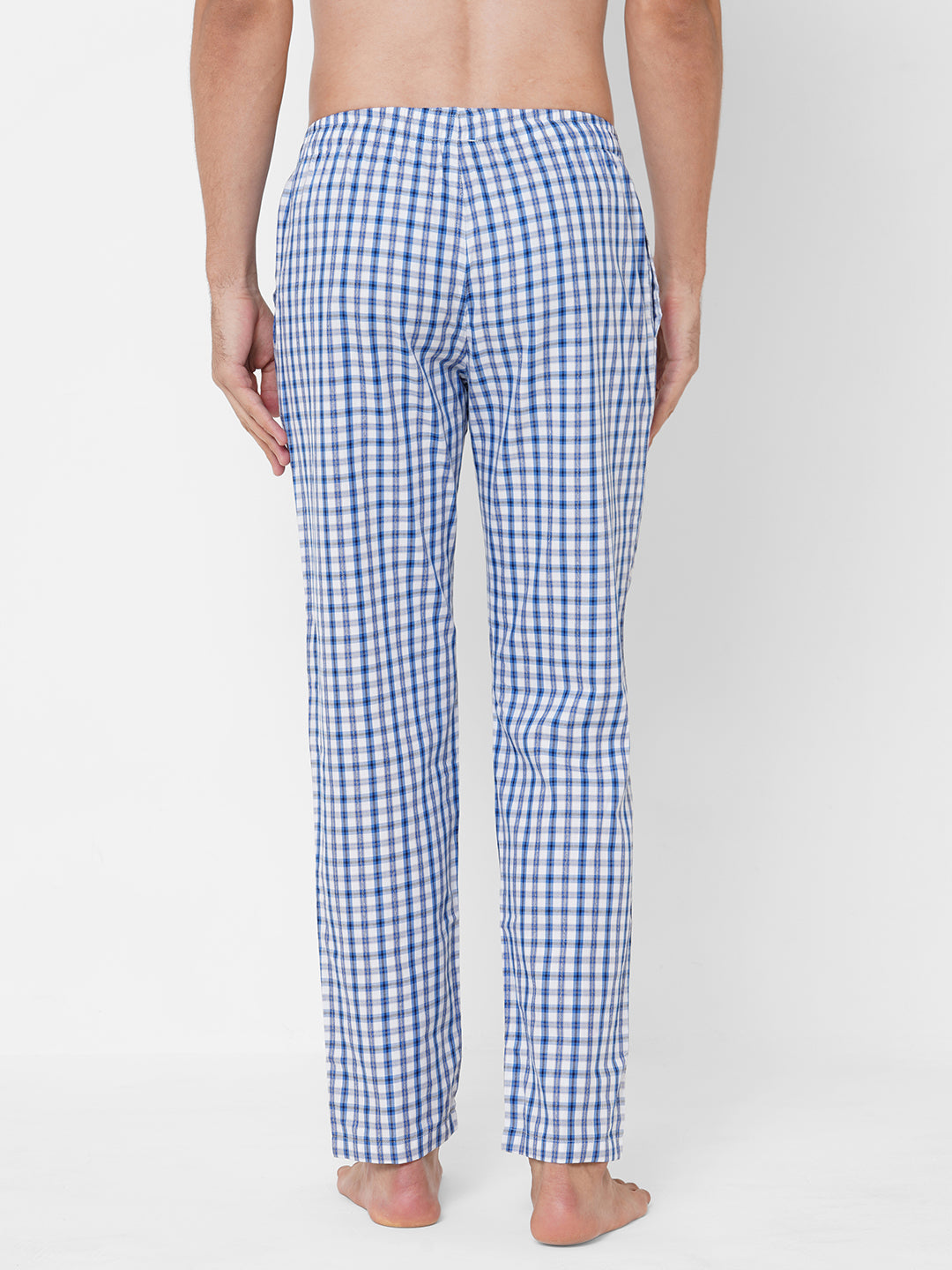 Men's Checkered, Blue, Cotton, Cotton, Elasticated, Waistband, Pyjama  With Side Pockets