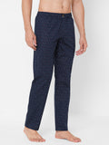 Men's Polka Print, Blue, Cotton, Regular Fit, Elasticated, Waistband, Pyjama  With Side Pockets