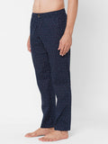 Men's Polka Print, Blue, Cotton, Regular Fit, Elasticated, Waistband, Pyjama  With Side Pockets