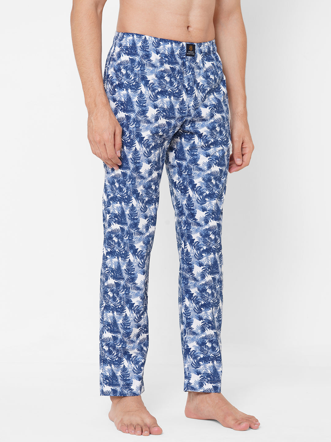 Men's Printed, Blue, Cotton, Regular Fit, Elasticated, Waistband, Pyjama  With Side Pockets