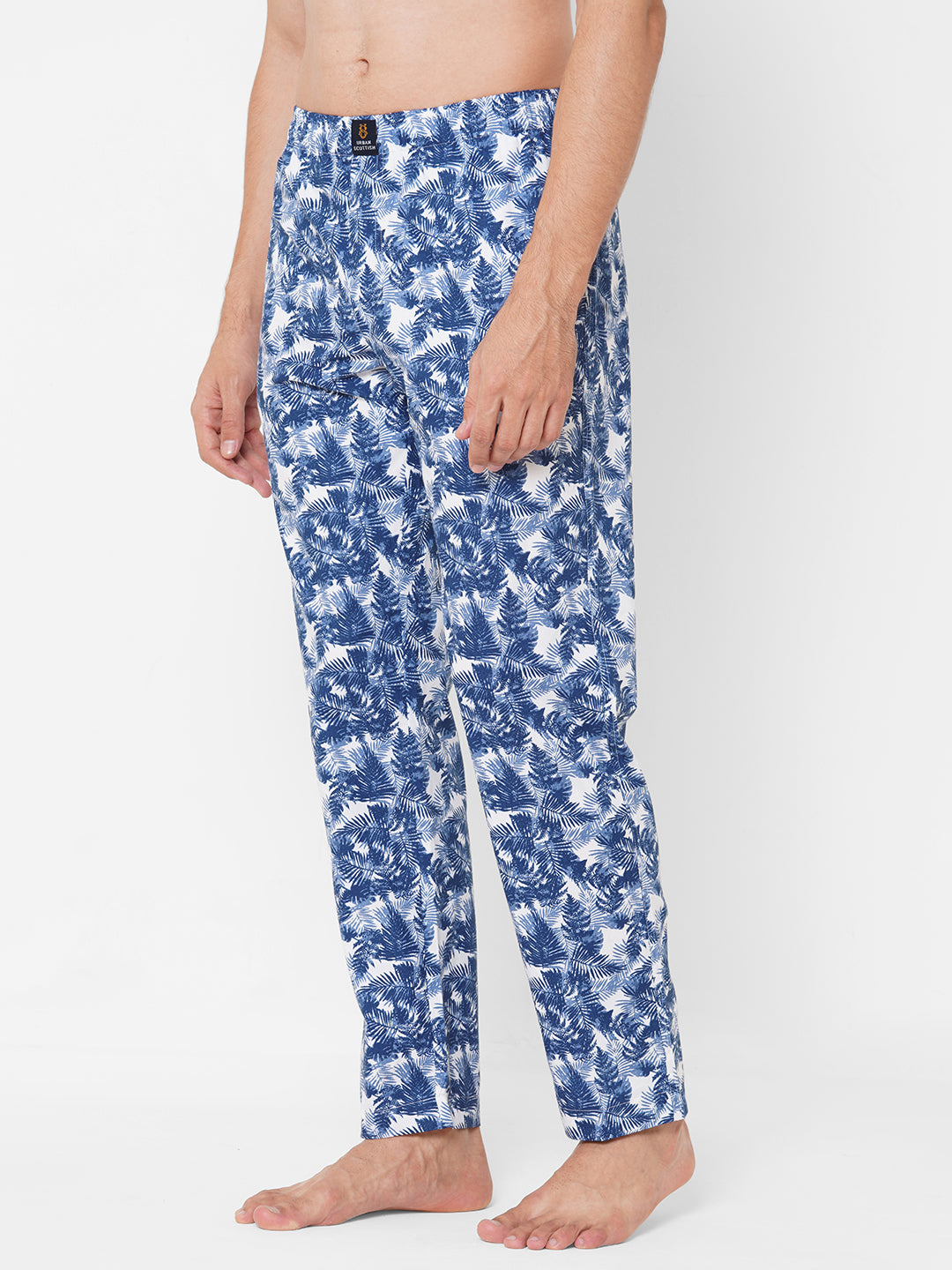 Men's Printed, Blue, Cotton, Regular Fit, Elasticated, Waistband, Pyjama  With Side Pockets