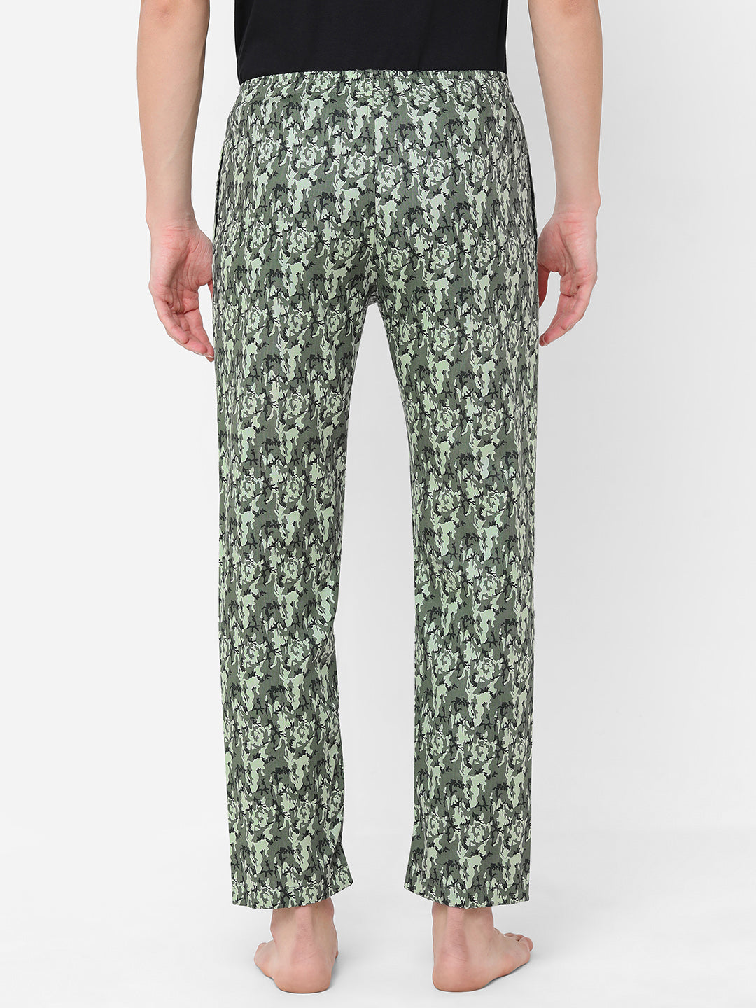 Men's Printed, Green, Cotton, Regular Fit, Elasticated, Waistband, Pyjama  With Side Pockets