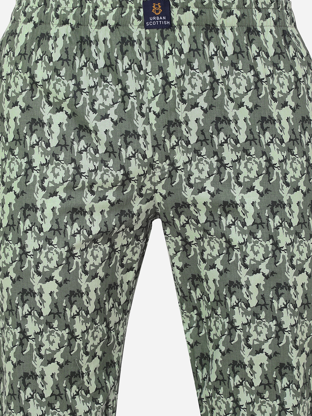 Men's Printed, Green, Cotton, Regular Fit, Elasticated, Waistband, Pyjama  With Side Pockets