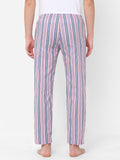 Men's Striped, Pink, Cotton, Regular Fit, Elasticated, Waistband, Pyjama  With Side Pockets