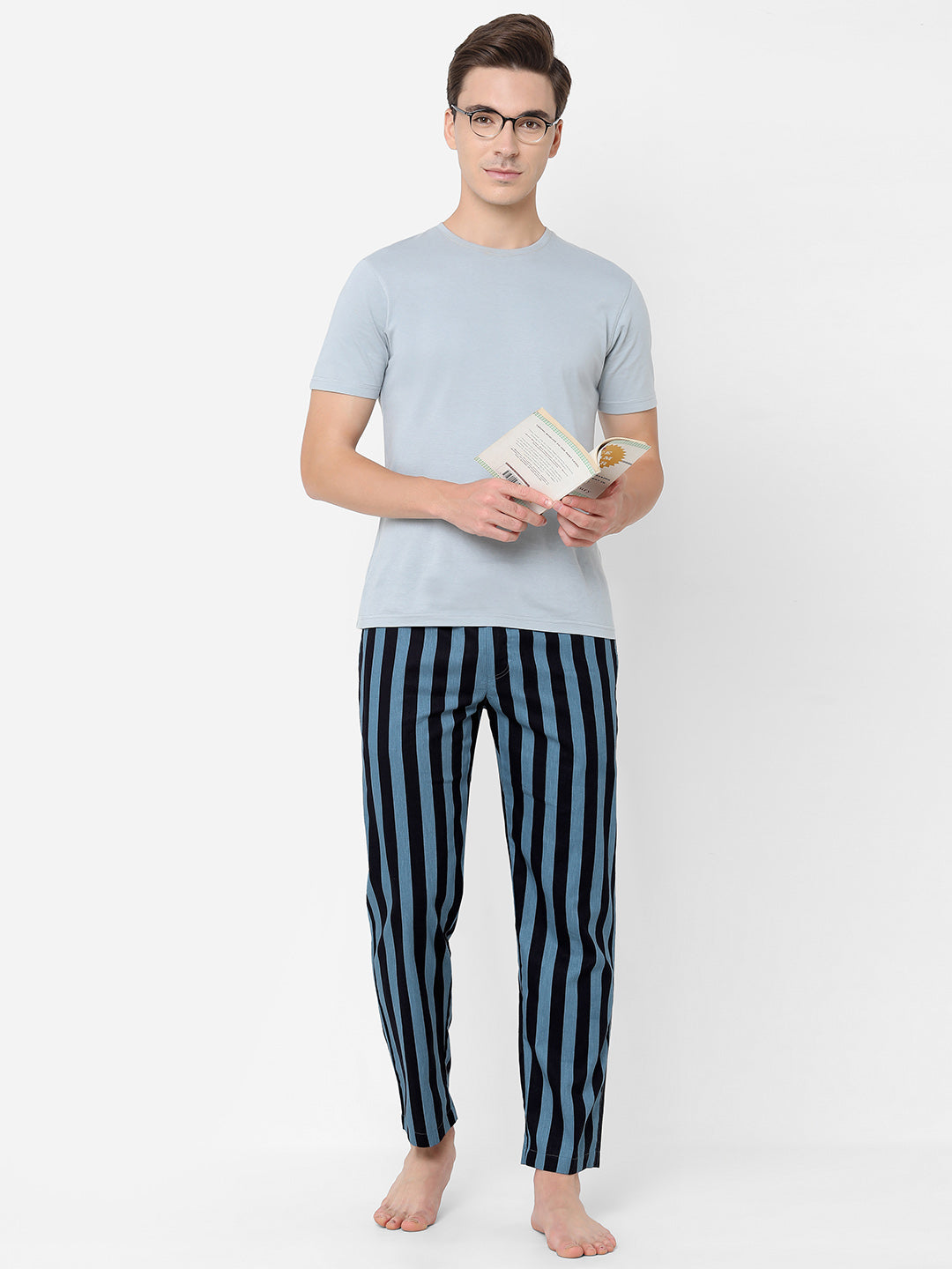 Men's Striped, Multicolor, Cotton, Regular Fit, Elasticated, Waistband, Pyjama  With Side Pockets
