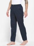 Men's Polka Print, Navy, Cotton, Regular Fit, Elasticated, Waistband, Pyjama  With Side Pockets