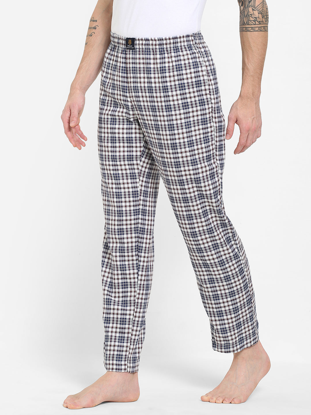 Men's Checkered, Multicolor, Cotton, Regular Fit, Elasticated, Waistband, Pyjama  With Side Pockets