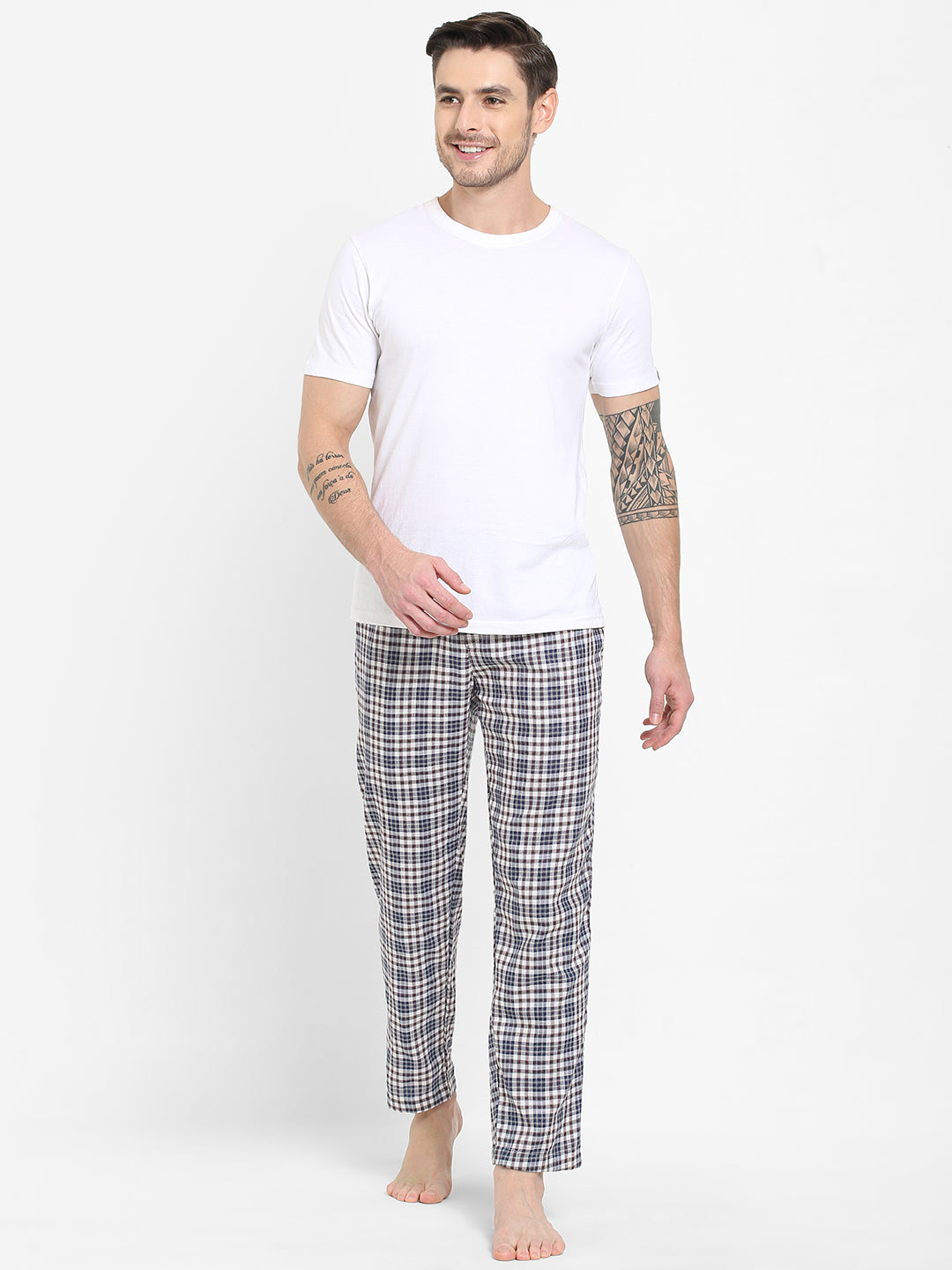 Men's Checkered, Multicolor, Cotton, Regular Fit, Elasticated, Waistband, Pyjama  With Side Pockets