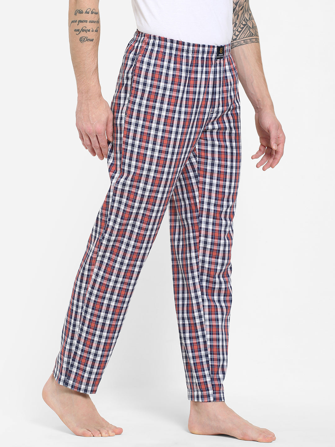 Men's Checkered, Multicolor, Cotton, Regular Fit, Elasticated, Waistband, Pyjama  With Side Pockets
