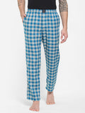 Men's Checkered, Blue, Cotton, Regular Fit, Elasticated, Waistband, Pyjama  With Side Pockets